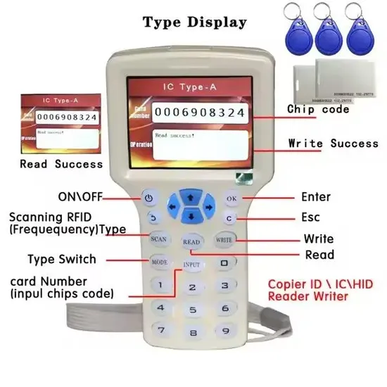 Factory Price 125kHz and 13.56MHz RFID Reader Duplicator Programmer IC ID Card Reader Cloner 